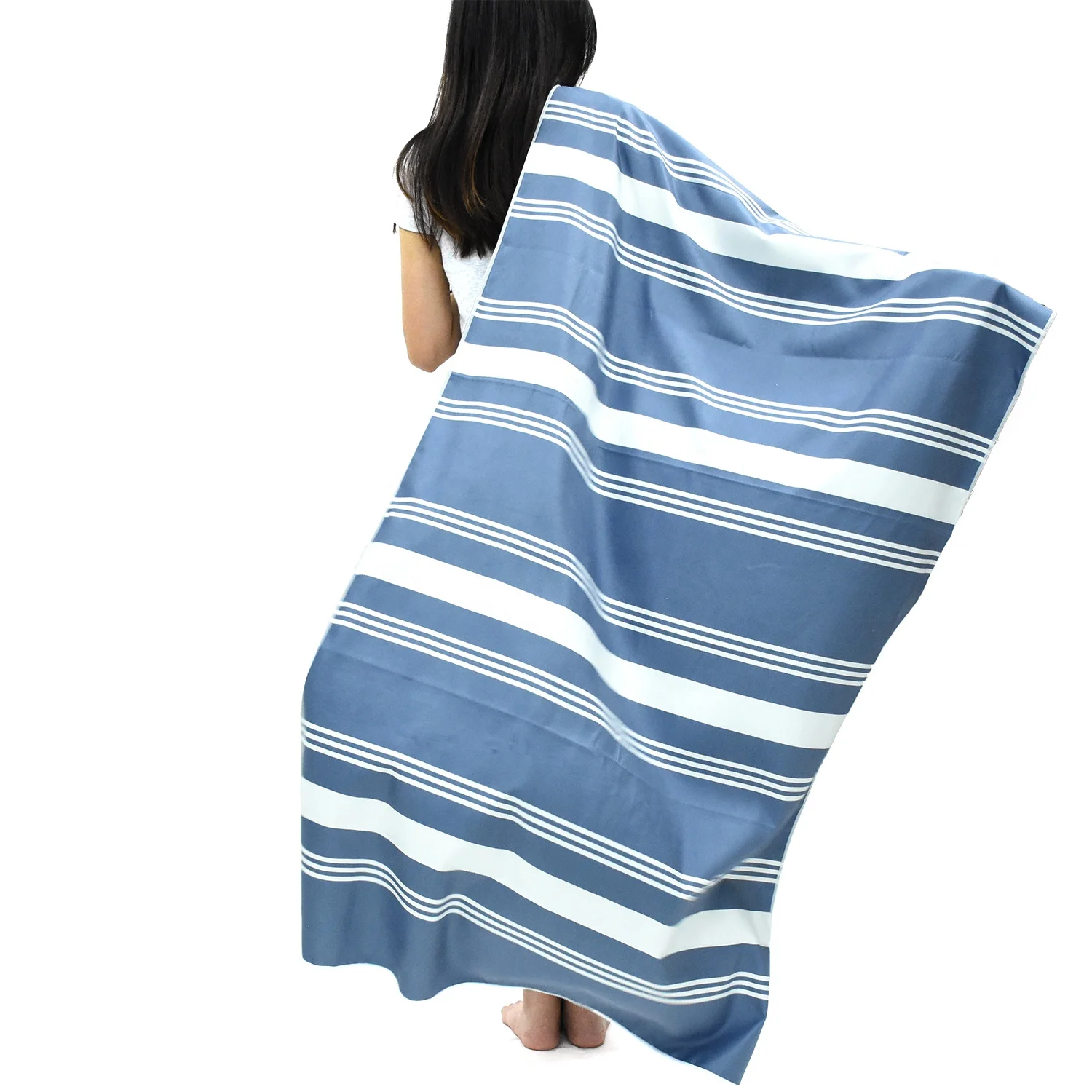 Eastsunshine Sand Free striped Beach Towel RPET towel beach  Portable  Recycled Microfiber beach Towel with Custom Logo