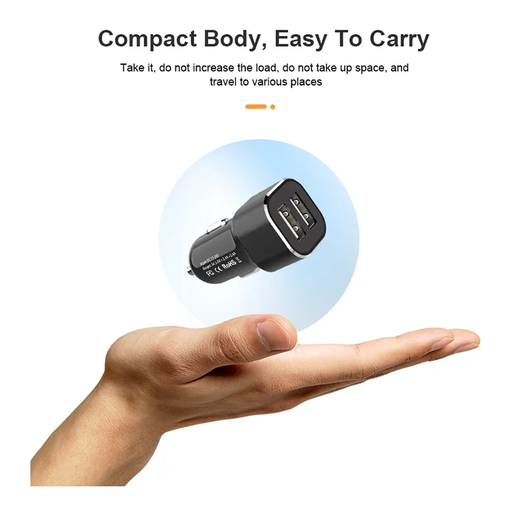 Dual-port on-board car charger fast charging power supply intelligent USB vehicle charger universal mobile phone charger
