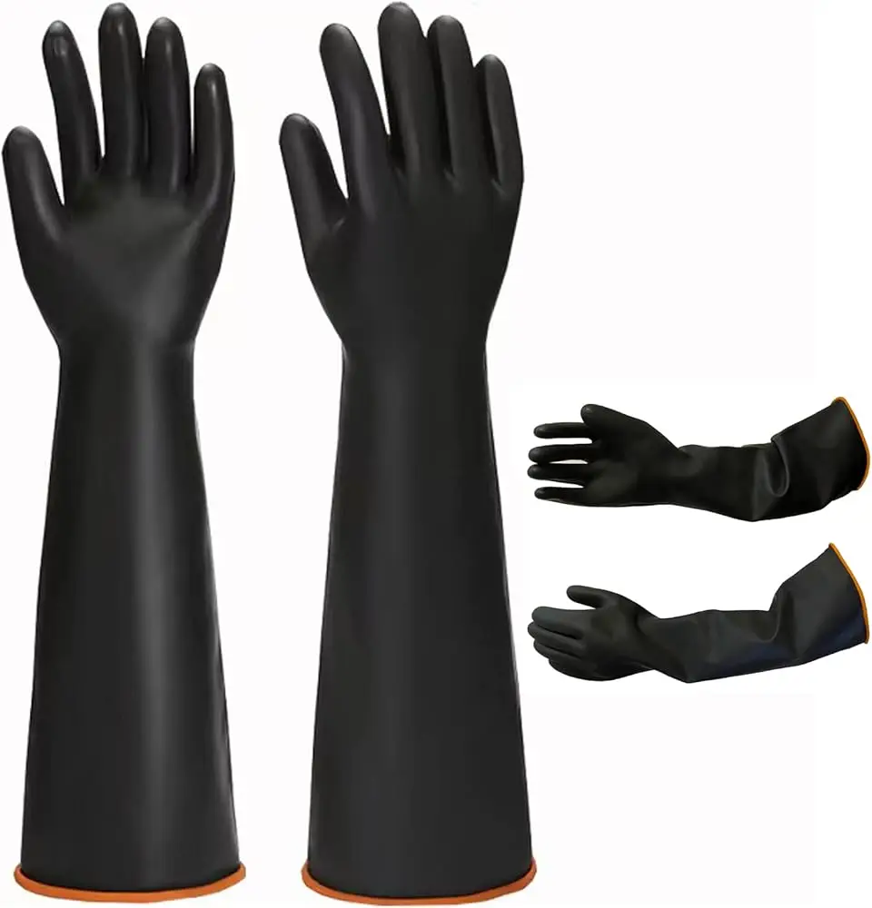 30cm 35cm 55cm 60cm sun brand extra long waterproof chemical work protection industrial cleaning black latex rubber hand gloves