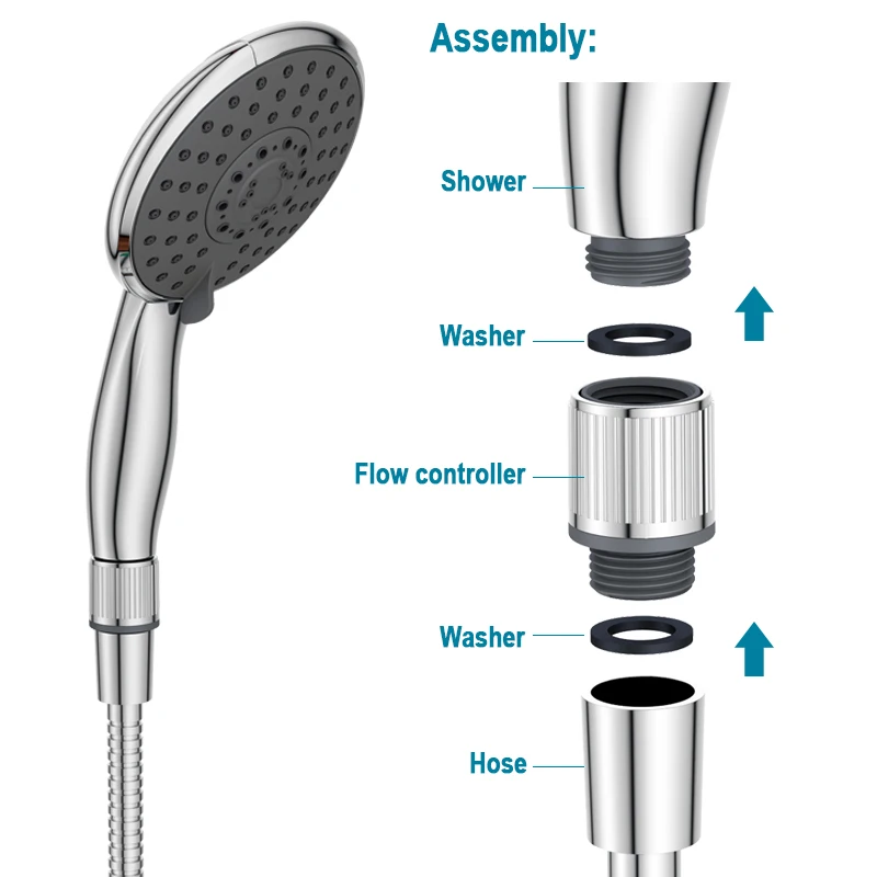 PRIME  hot Selling ABS Chrome Plated Water Flow Control bathroom Shower Head Water Saving Bathroom Accessories