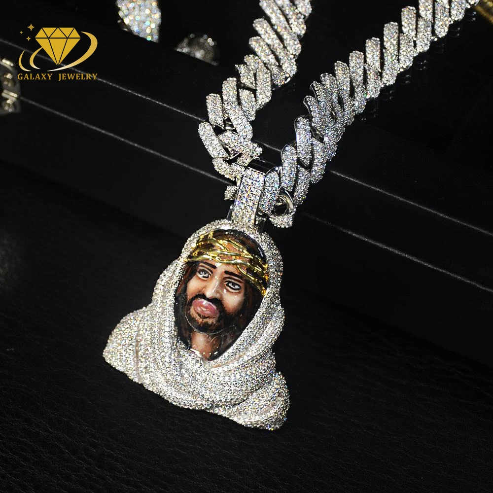 Custom 3D Jesus Pendant 925 Silver 10K 14K 18K Gold Plated Pass Diamond Tester Vvs Moissanite Pendant Jesus Christian Jewelry
