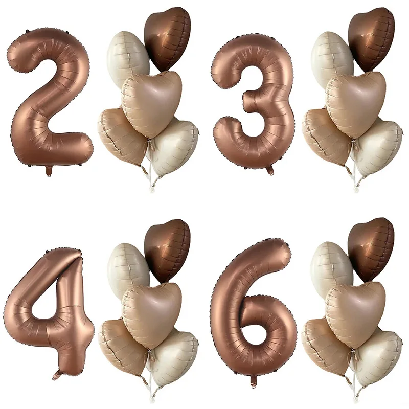 New color  40 inch chocolate coffee brown color foil balloon numbers for birthday anniversary party decoration