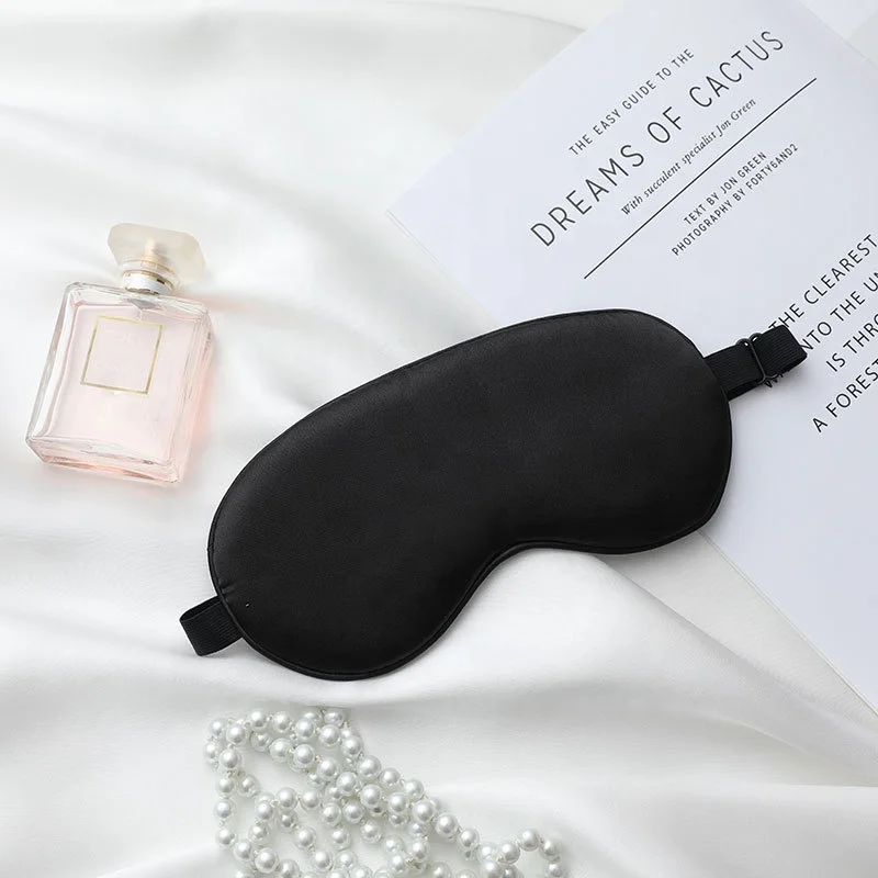 Wholesale Solid Color with same color Piping 100% Pure Mulberry Silk Sleeping Eye Mask