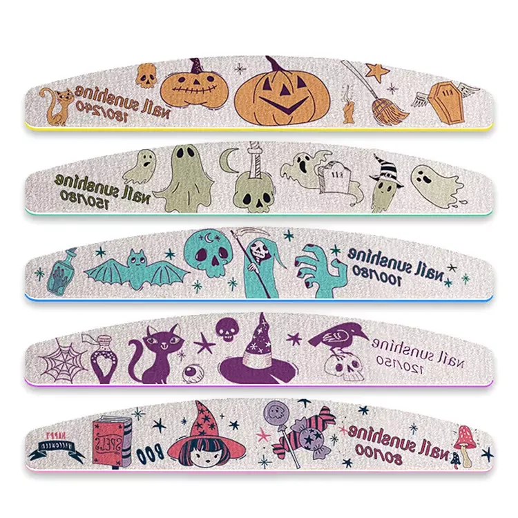 Factory Wholesale Halloween Collection Half Moon Shape 80/100/120/150/180/240 Polished Nail File