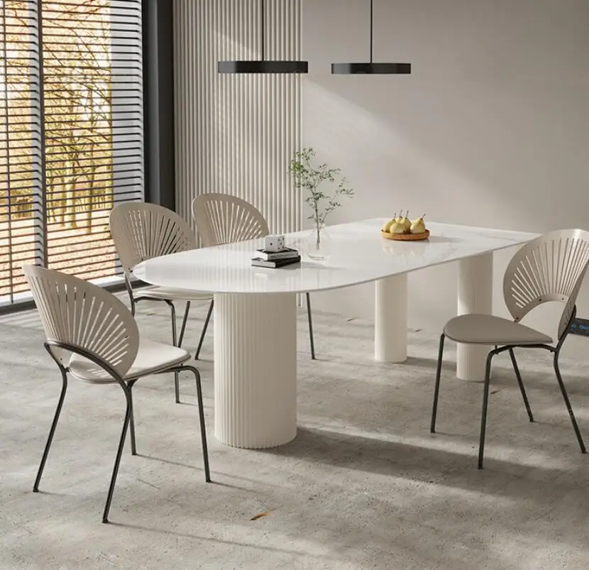 Leisure Small Household Wall Island Platform Pure White Dinning Table Chair  Restaurant Luxury Modern