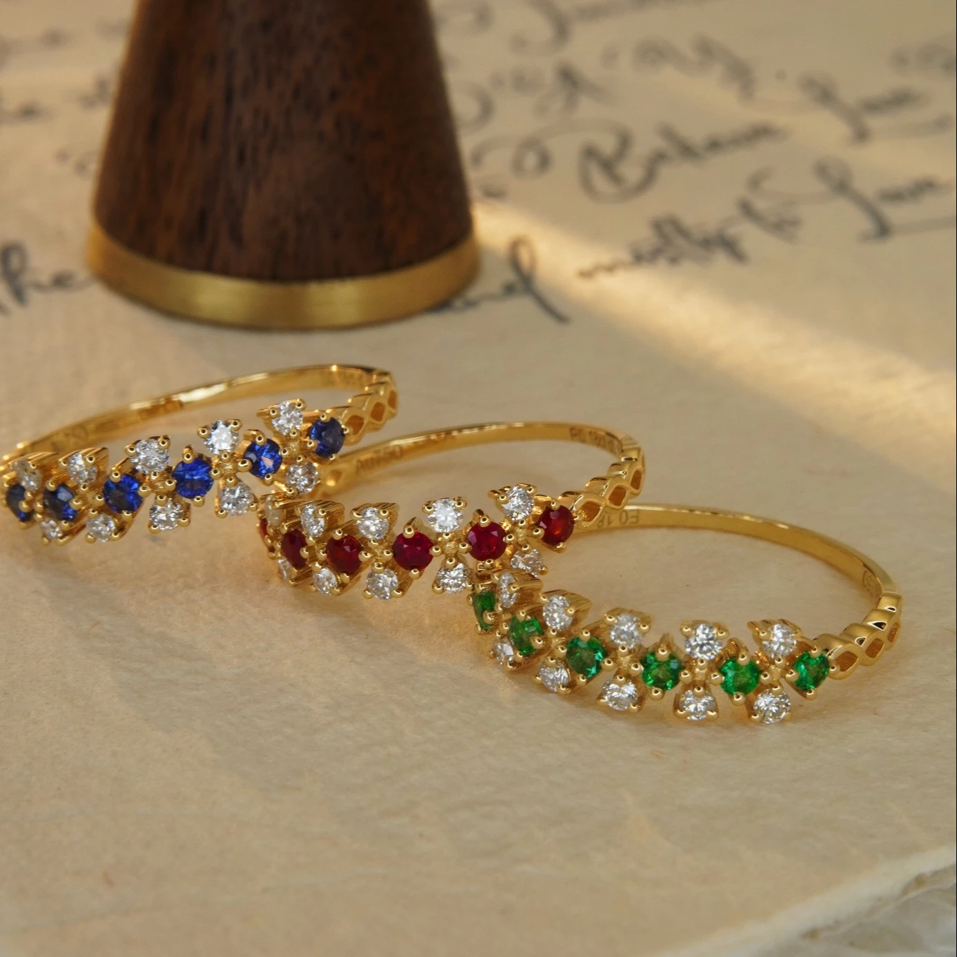 H&F Gemstone Rings Natural Stone Custom 18k 14k 9k Solid Gold Stacked Sapphire Ruby Emerald Rings For Women