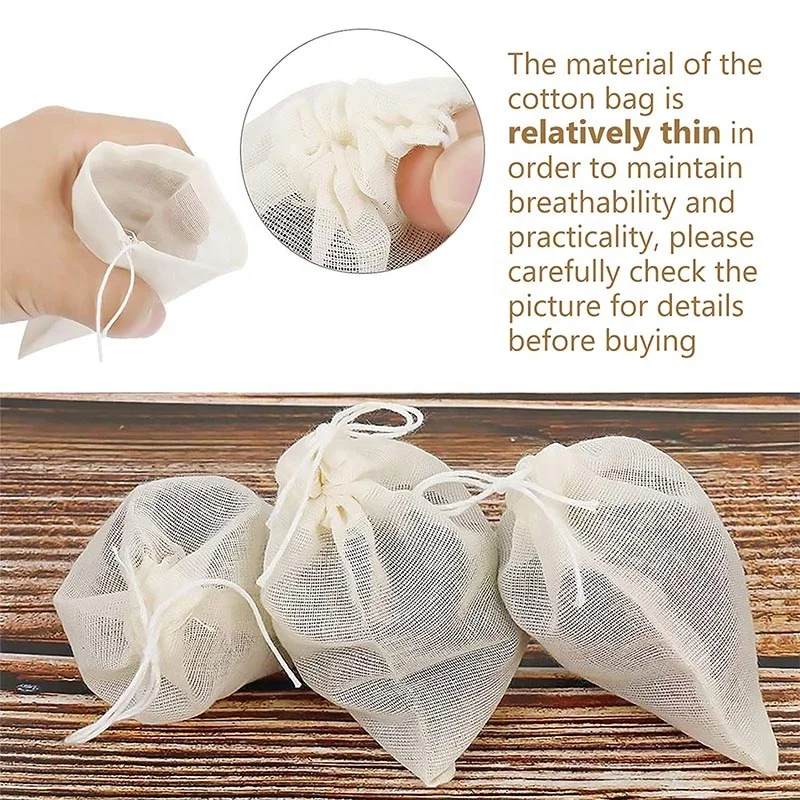 Reusable Thin Produce Bulk Reusable Tea Food Cotton Bag,Organic Muslin Pouch Bag