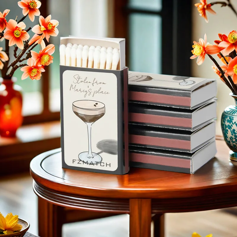 Маленькая коробка соответствует индивидуальному заказу с логотипом безопасная черная палочка черные совпадения цветные спички по