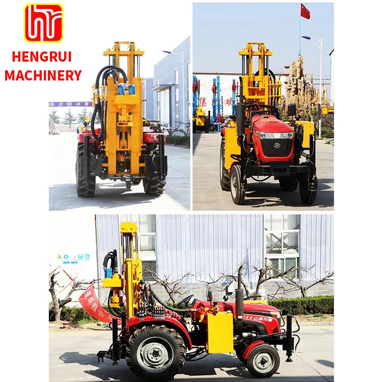 tractor water well drilling rig use air compressor rock drilling