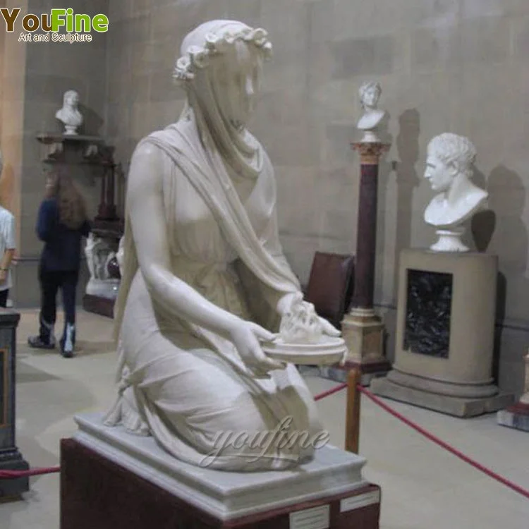 Life Size White Marble Veiling Woman Statue for Decoration