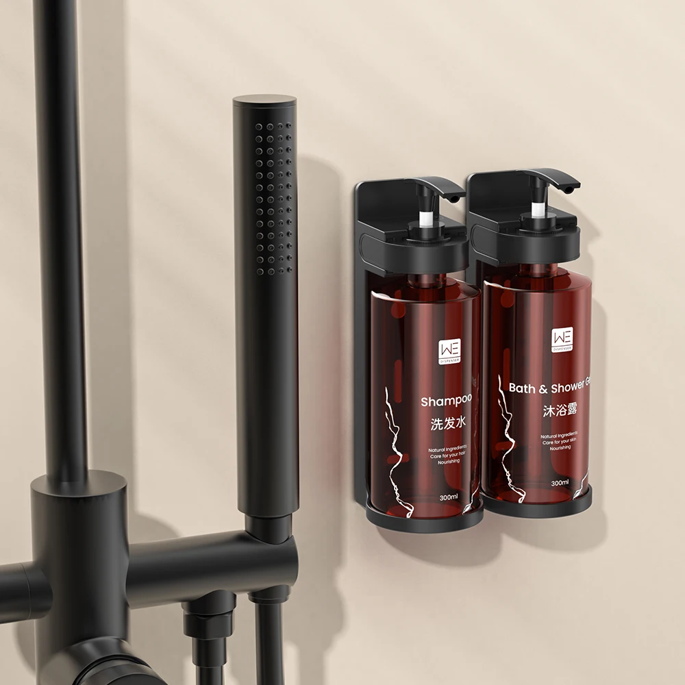 New Magnetic Bathroom Hand Liquid Soap Dispenser Bracket  Wall Mount  Plastic Hotel Shower Gel Bottle Holder Shampoo Dispenser