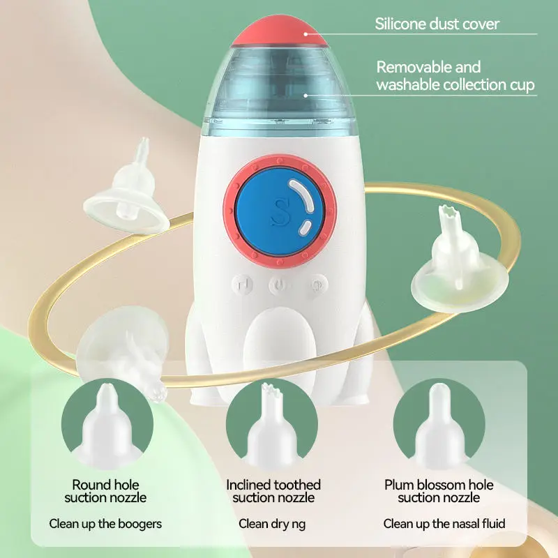 Upgraded Electric Nasal Aspirator BPA Free Silicone Anti- Back Flow Rocket  Nose Cleaner Baby Nasal Aspirator
