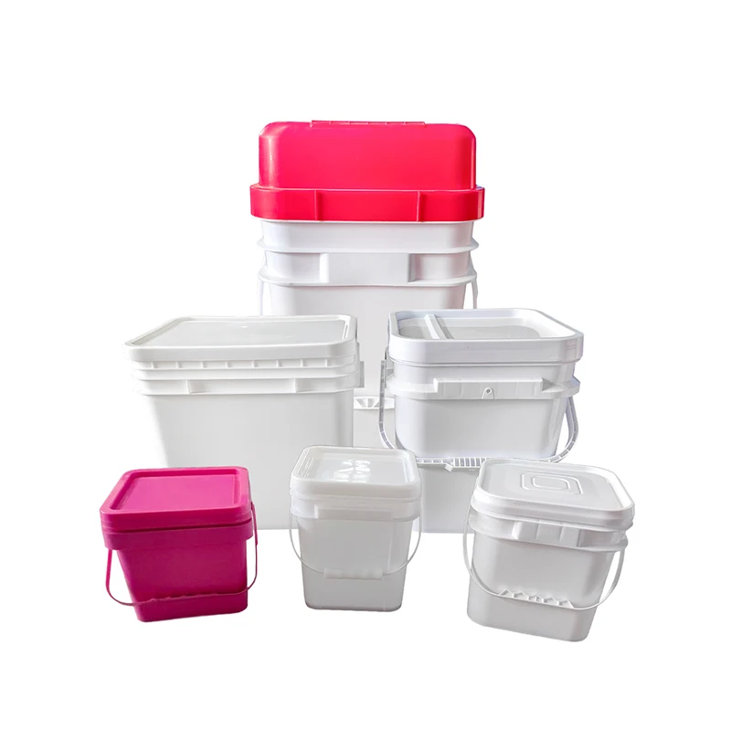 Wholesale Custom Logo 20L 25L 28L Food Grade Pp Material Recycling Bucket Plastic Square Bucket With Lid And Handle