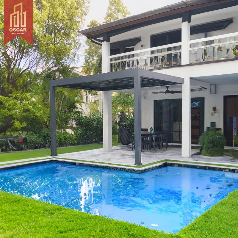 Pavilion with Sunshade Function 175 Type Aluminum Alloy High Quality Customized PVC Aluminum Pergola Aluminum Gazebo MDF