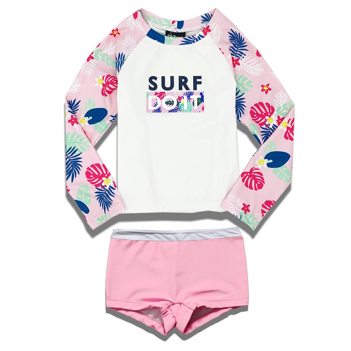 Kids 2 Piece Bathing Suits Animal Print Swimwear for Children Long Sleeve Baby Girl Swimsuit Rash Guard Set