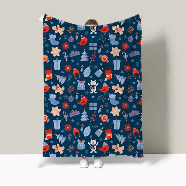 Hot Sale Custom Holiday Christmas Single Sided  Printed Flannel Blanket For Christmas In Winter