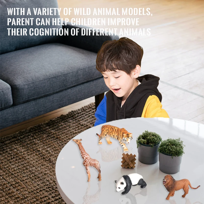 Learning Resources Static Plastic Wildlife Models Zoo Animal Figures 6PCS Small PVC Wild Animal Toy Set for Toddlers 1-3 3-5