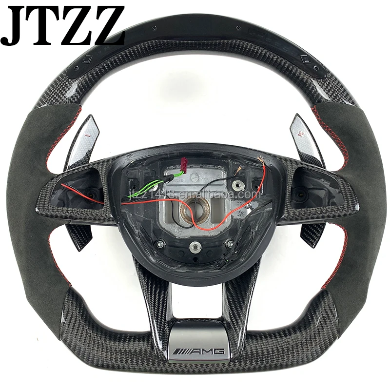 For Mercedes Benz AMG C300 E300GLC GLA GLE CLS 2013 2014 2015 2016 2018 LED display steering wheel carbon fiber leather