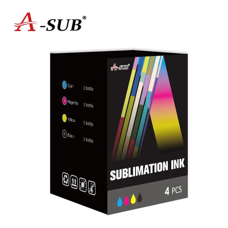 A-SUB wholesale 100ml  CMYK vivid color dye inkjet sublimation printing ink