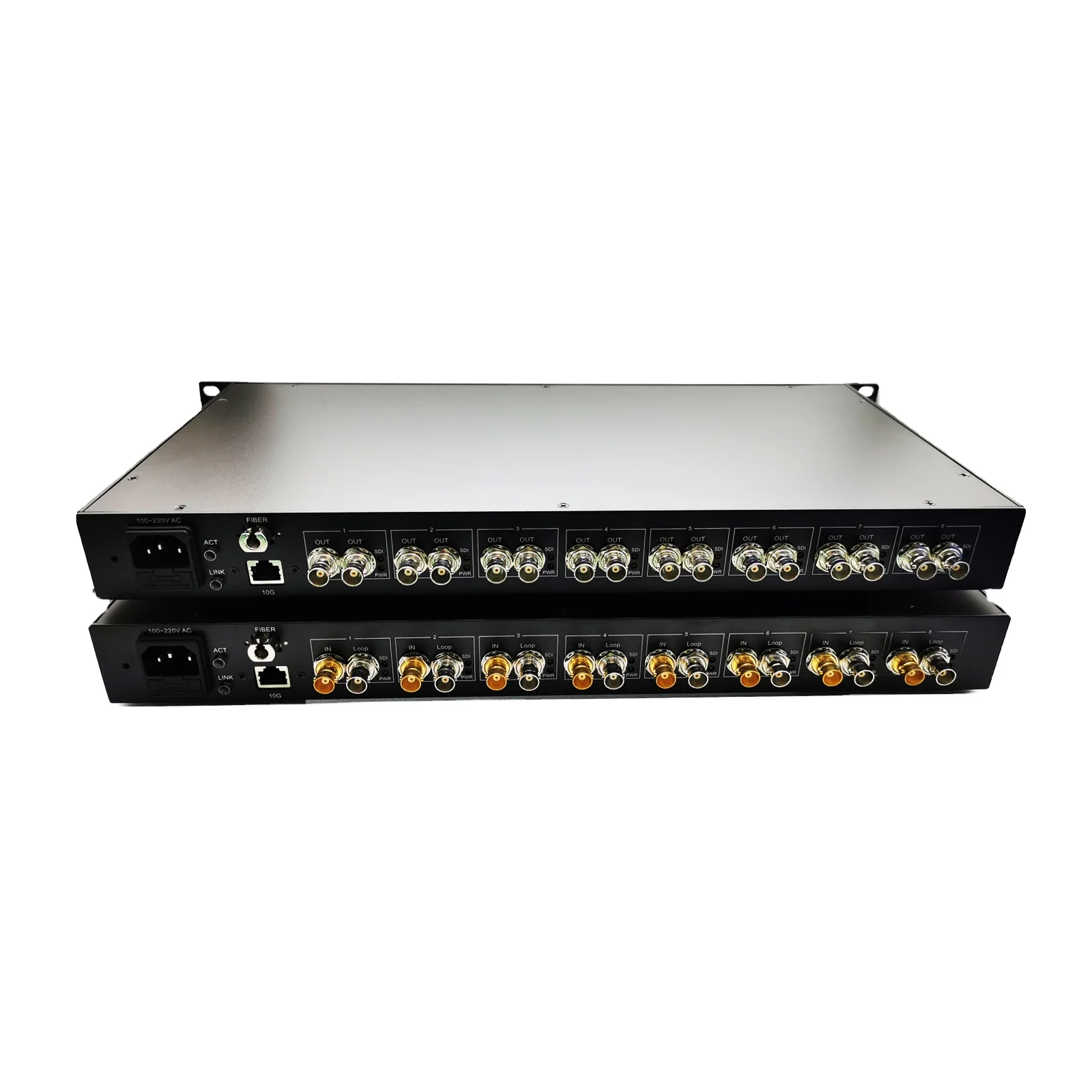 8Ch 3G-SDI Video + 1Ch 10G Ethernet Over Fiber Extender Converter SMF LC Connector 20KM for
