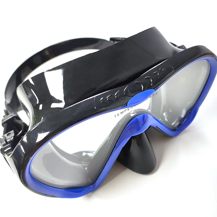 Профессиональная маска для подводного плавания в синей оправе