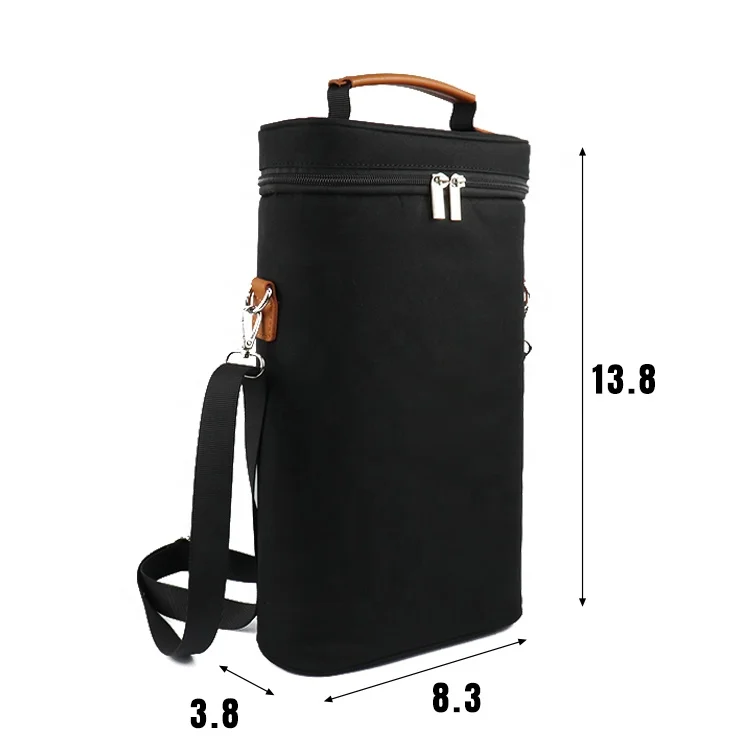 Custom Logo Insulated Portable Wine Tote Carrier For Beach 2 Bottle Reusable Wine Cooler Bag