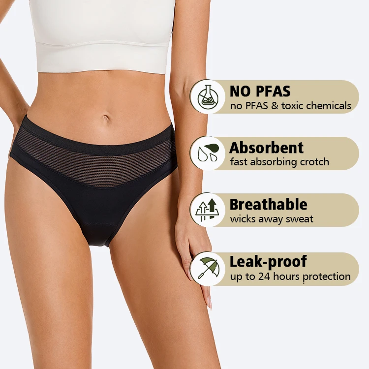 LYNMISS no pfas femme culotte menstruelle bio mid-rise periode pant bambou menstrual panties