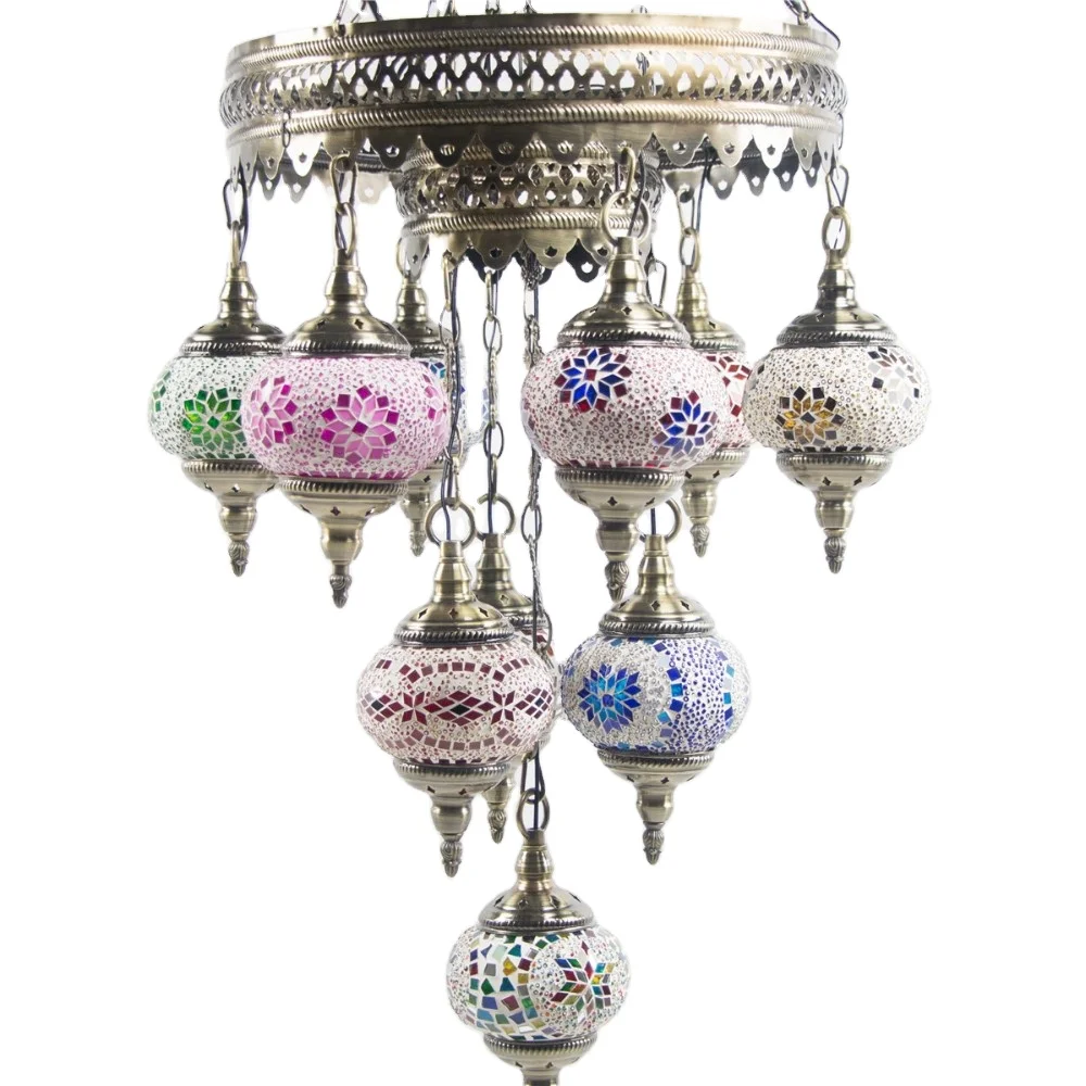 CC10M01 chandelier light handmade mosaic big turkish lamps