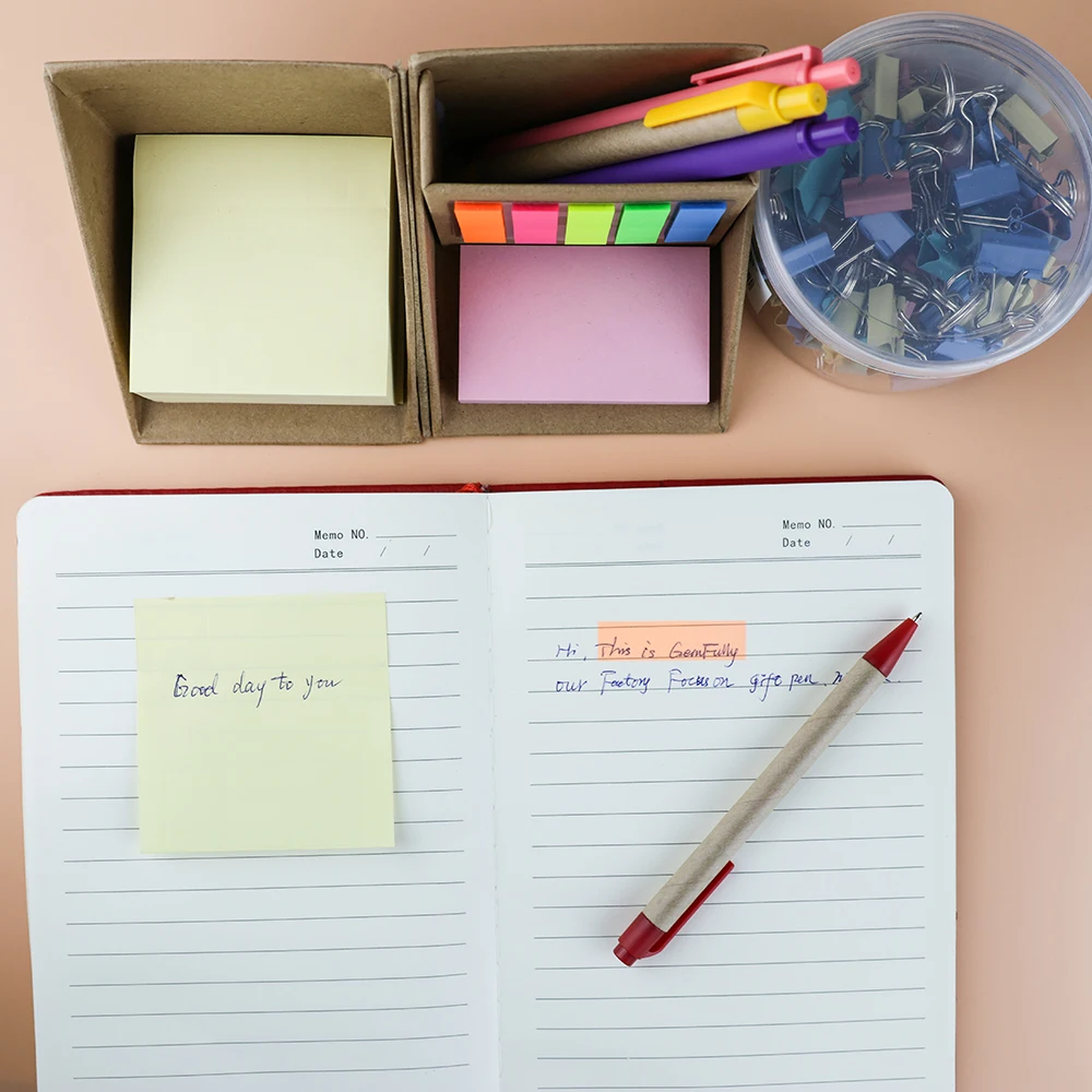 office 2021 stationery organizer Transparent Sticky notes set with office business card Holder