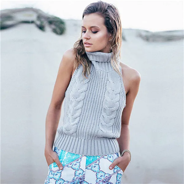 2022 Backless Top Turtle Neck Wool Pullover Sweater