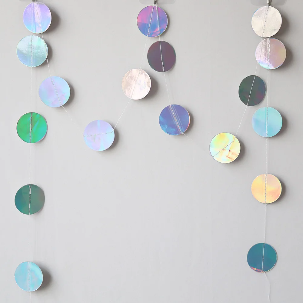 4m Iridescent Party Supplies Hanging Stars Garlands For Birthday Party Decor Silver Laser Paper Star Streamers For Baby Shower