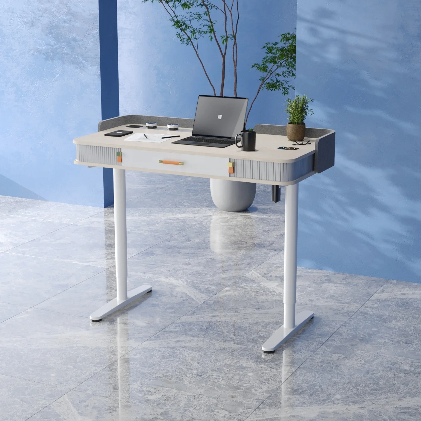 V-mounts office executive desk adjustable height electric desk with Sedentary reminder function VM-JSD5-03-P