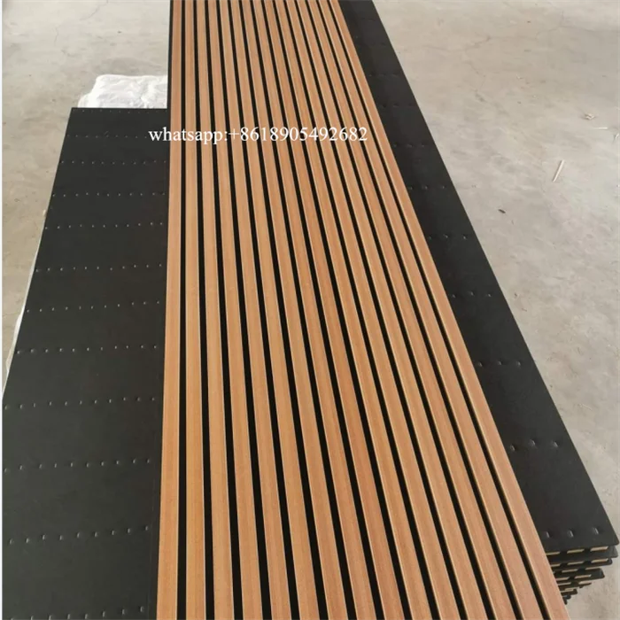 Mdf Slotted Acoustic Panel Soundproofing Panels Slat  Wood Akupanels PET Black Felt  Acoustical Panels