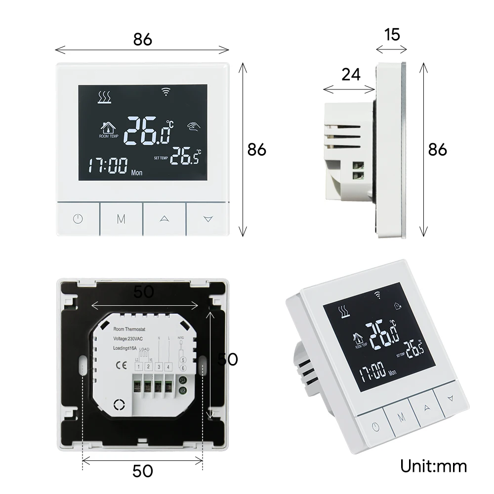 Factory low price touch screen tuya wifi room temperature controller water underfloor heating programmable thermostats
