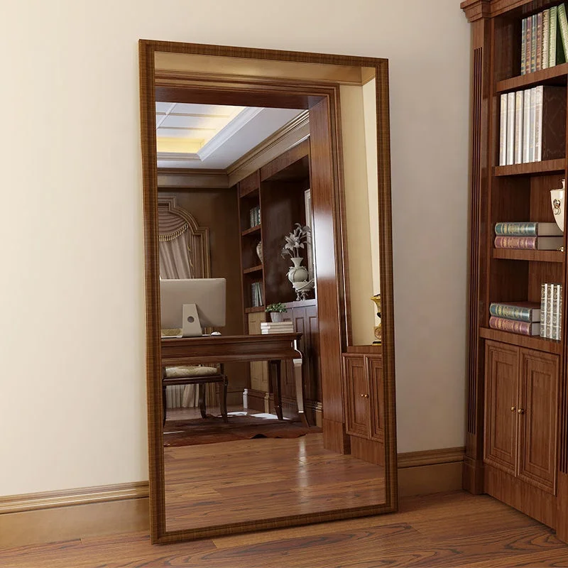 French Retro Full-Body Dressing Mirror Floor-Standing Glass Mirror for Bedroom & Living Room Use Wall Fitting