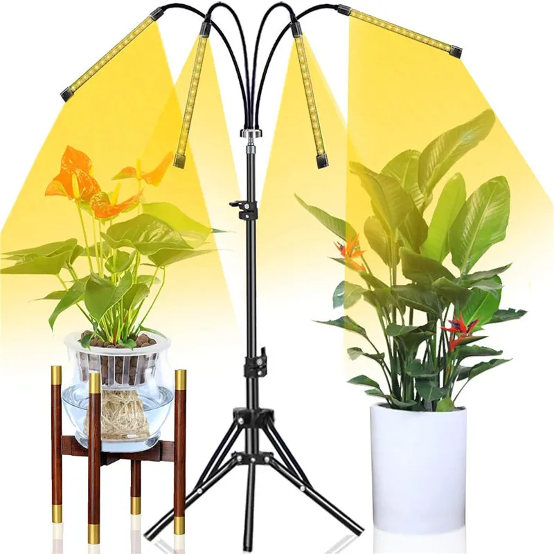 Folding tripod plant lamp LED four-head RF remote control plant lamp full spectrum plant growth lamp