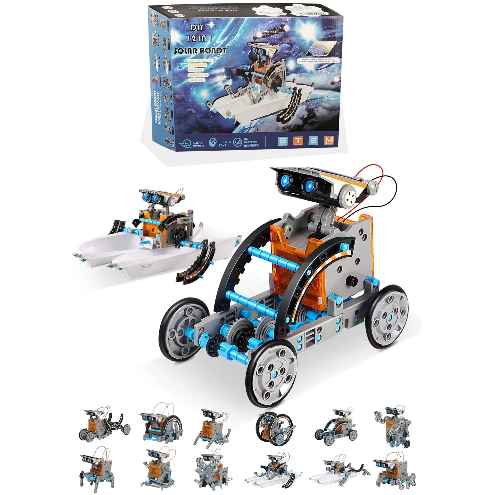 12-in-1 Education Solar Robot Toys 190pcs DIY Building Science Experiment Kit for Kids Educational Toy Robots