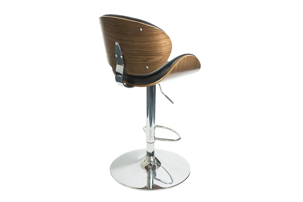  Commercial Office Furniture Swivel Faux Leather Bentwood Seater Matte Black Base Height Adjustable Bar Stool High Chair