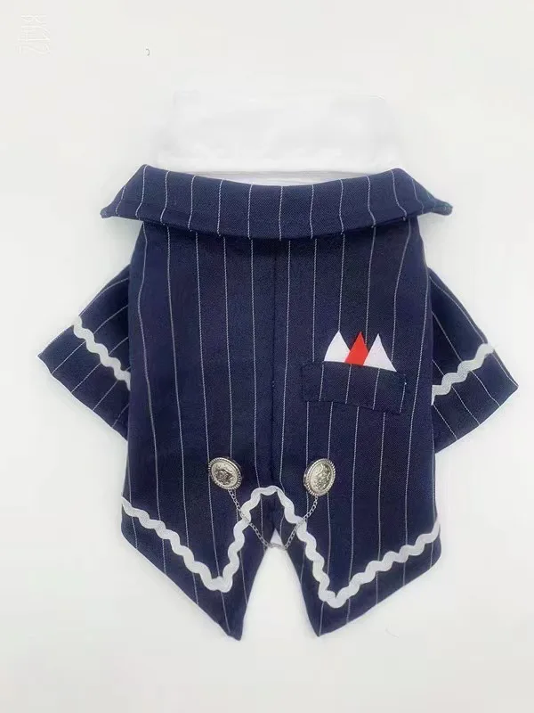 Dog Shirt Puppy Pet Small Dog Clothes, Stylish Suit Bow Tie Costume, Wedding Shirt Formal Tuxedo with Black Tie