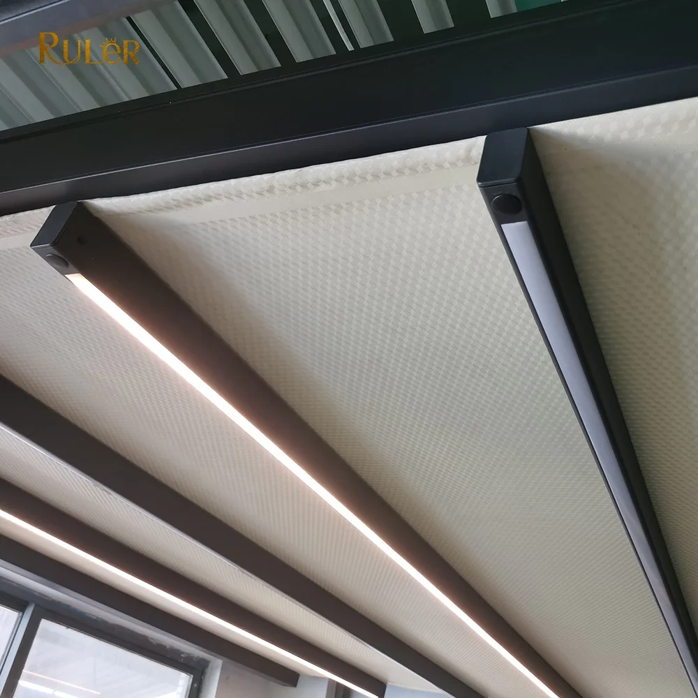 Factory price Big roof cover retractable roof Gazebo Aluminium Outdoor PVC waterproof fabric Motorized waterproof pergola