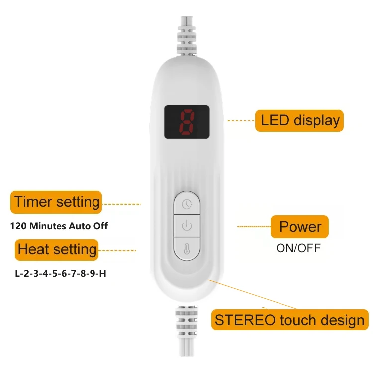 10 Temperature Settings Controller ETL North American Standard Electric Heating Pad 12x24' 85W 110V home and office use