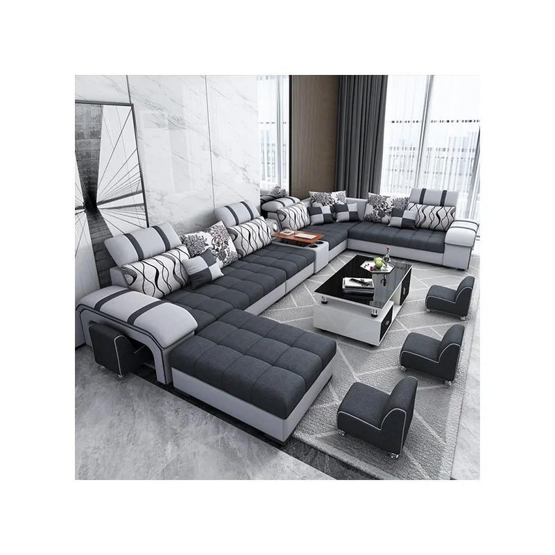 Maxky Modern Italian Fabric Sectional Sofa Home Furniture Set Modern Design Couch Luxury U Shape Sofa Other Living Room Sofa