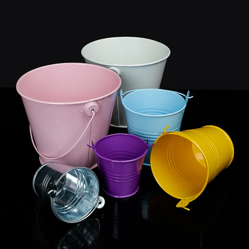 Wholesale Home Decoration Craft Mini Tin Iron Bucket Creative Succulent Plant Flower Pot Garden Ornament Metal Hanging Container