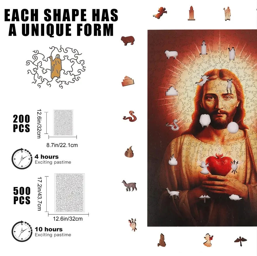 2023 New High Quality Heart Of  Jesus DIY Wooden Puzzle Customized For Adults & Kids 3D Jigsaw Puzzle