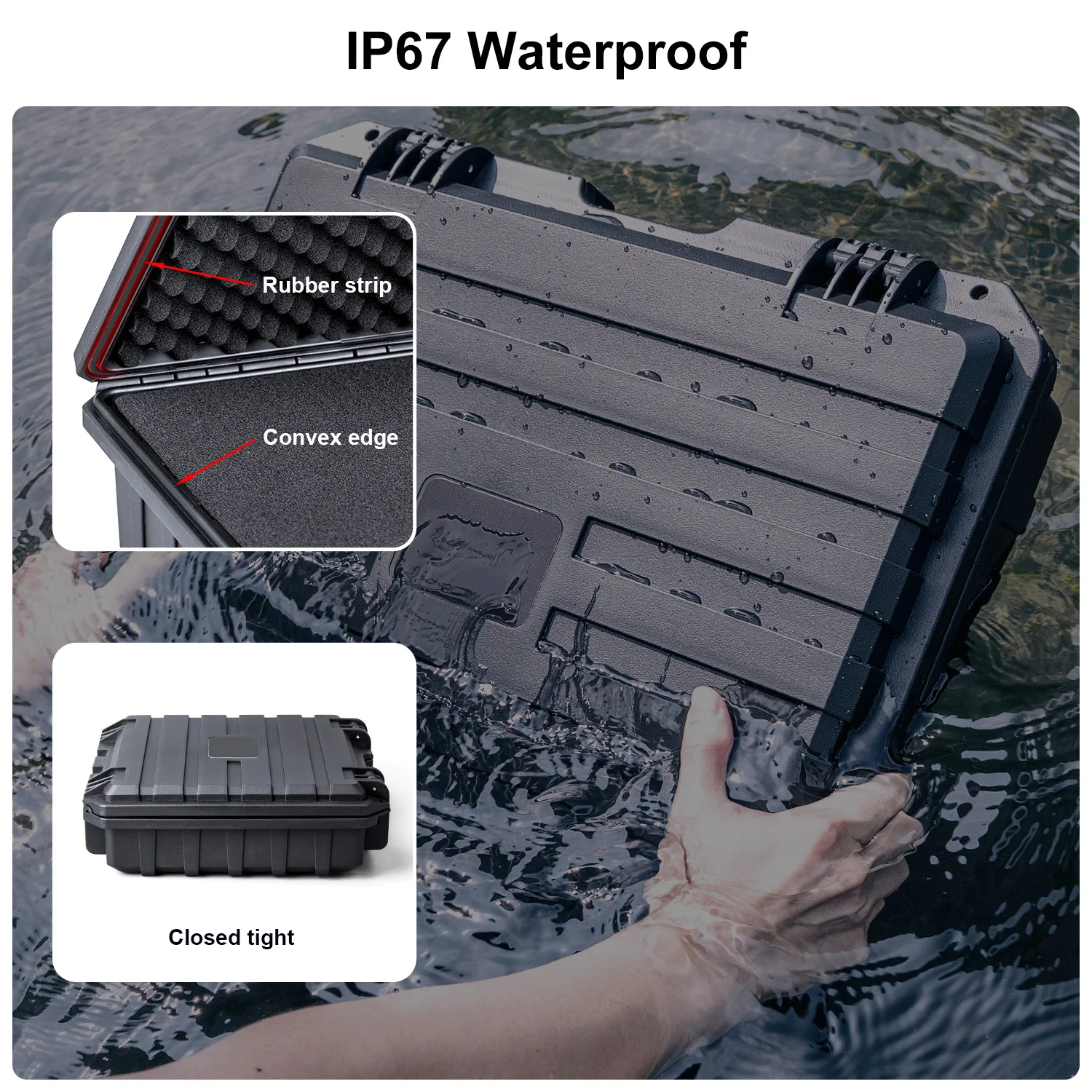 282609E Factory Universal Waterproof Hard Case Empty for Electronics and Tools, Interior Size 28.4x26.3x8.7cm