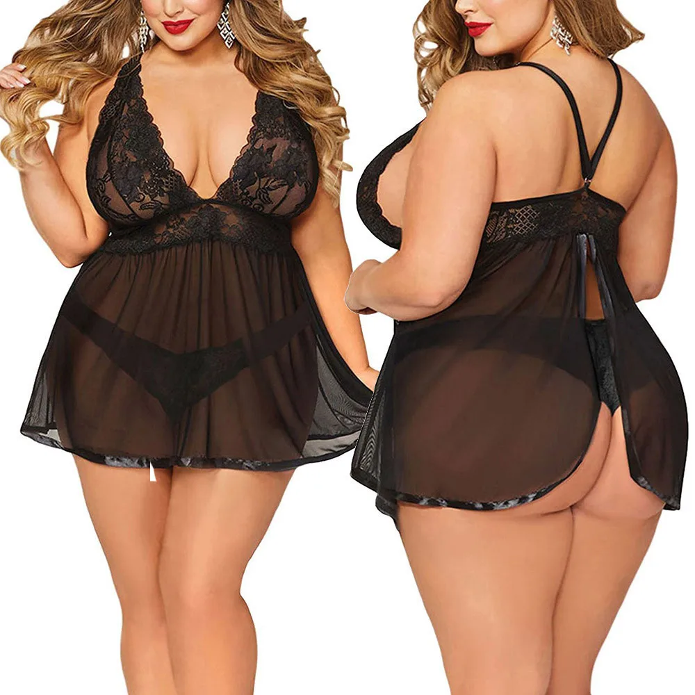Factory Hollow Night Dress Lace Trim Negligee  Lingerie Xxxl sexy Long Plus Sleepwear pajamas Nightgown Nightie for women