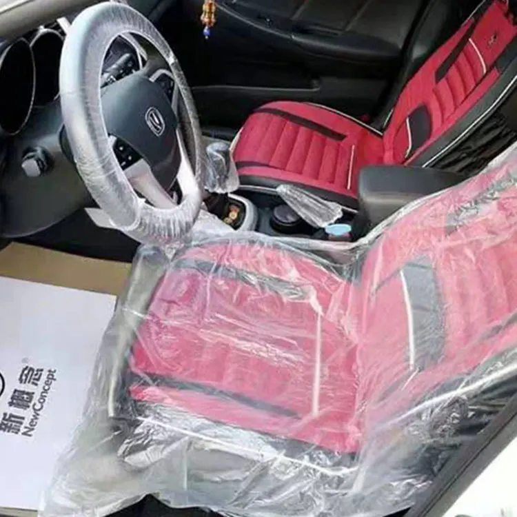 disposable plastic auto seat cover transparent or white color isolated plastic film other car care product