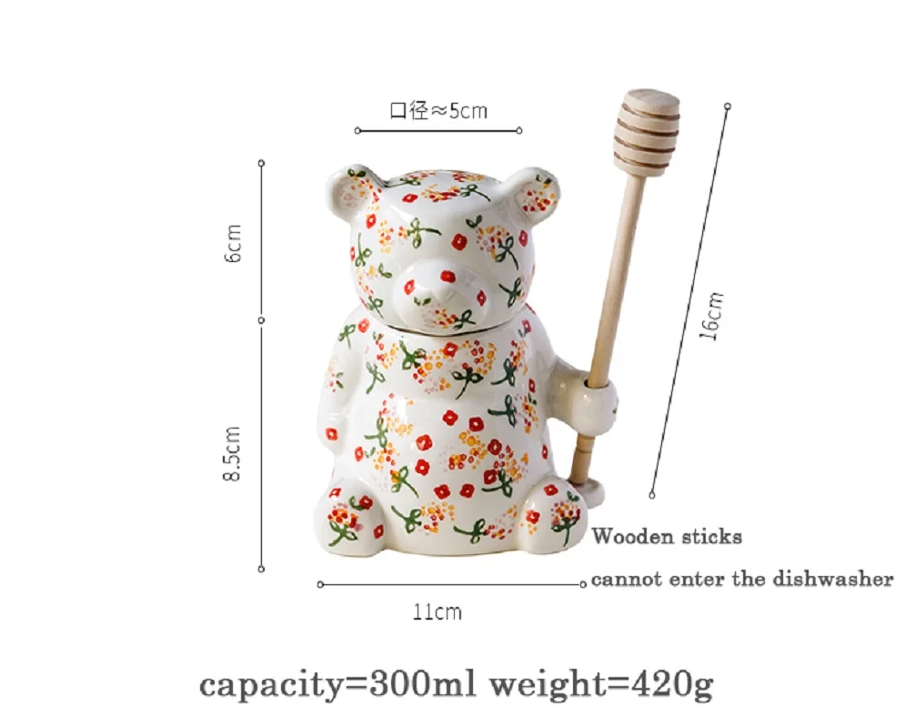 Cute Bear Shape 300ml Storage Jar With Lid Spoon Home Decor Accessory Honey Squeeze Dispenser Kitchen Tools