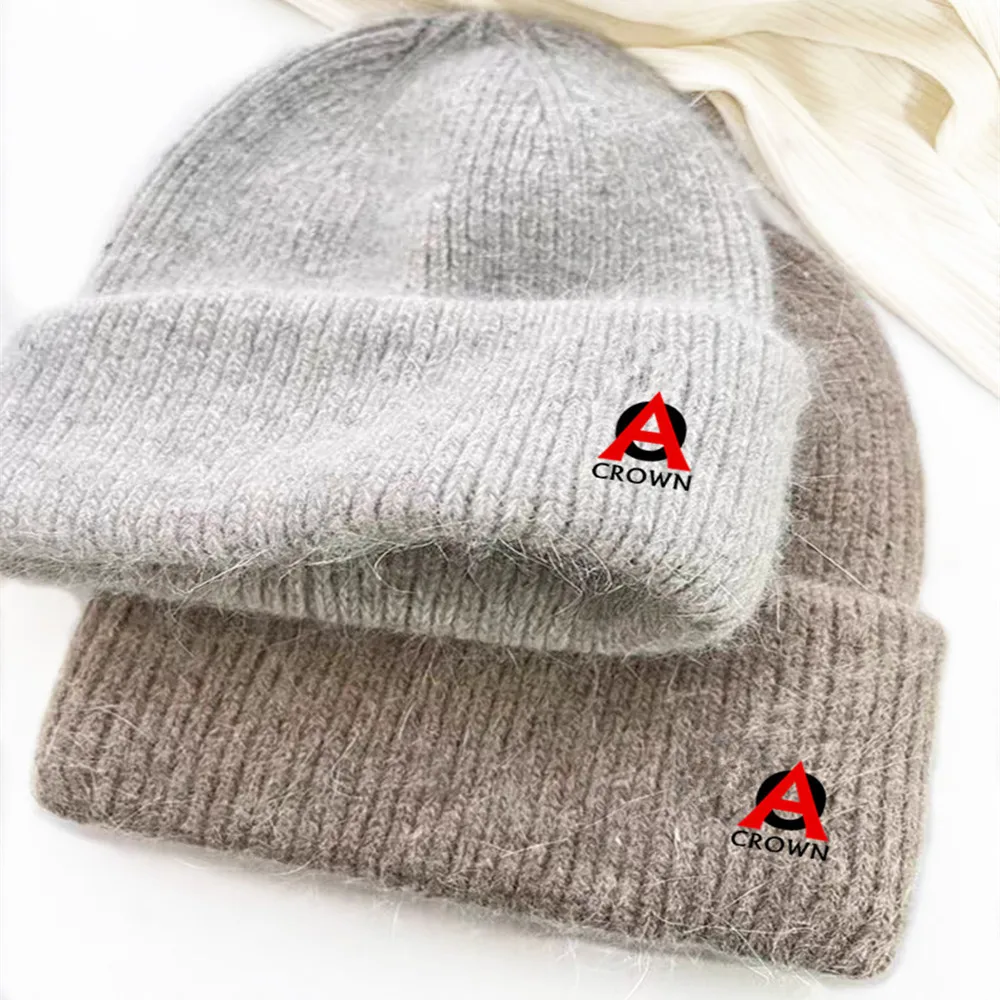 Hot sell wool winter knitted beanie hat custom logo cashmere knit beanie