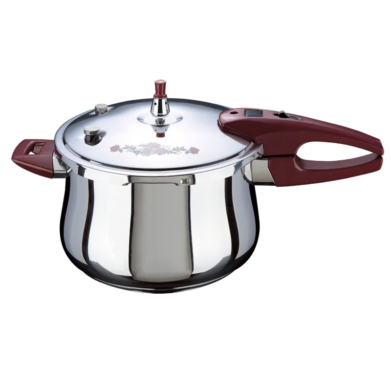Stylish T-Shape 304 Stainless Steel Pressure Cooker with Flower Print and Push Button Safe Easy to Use  Ollas De Presion